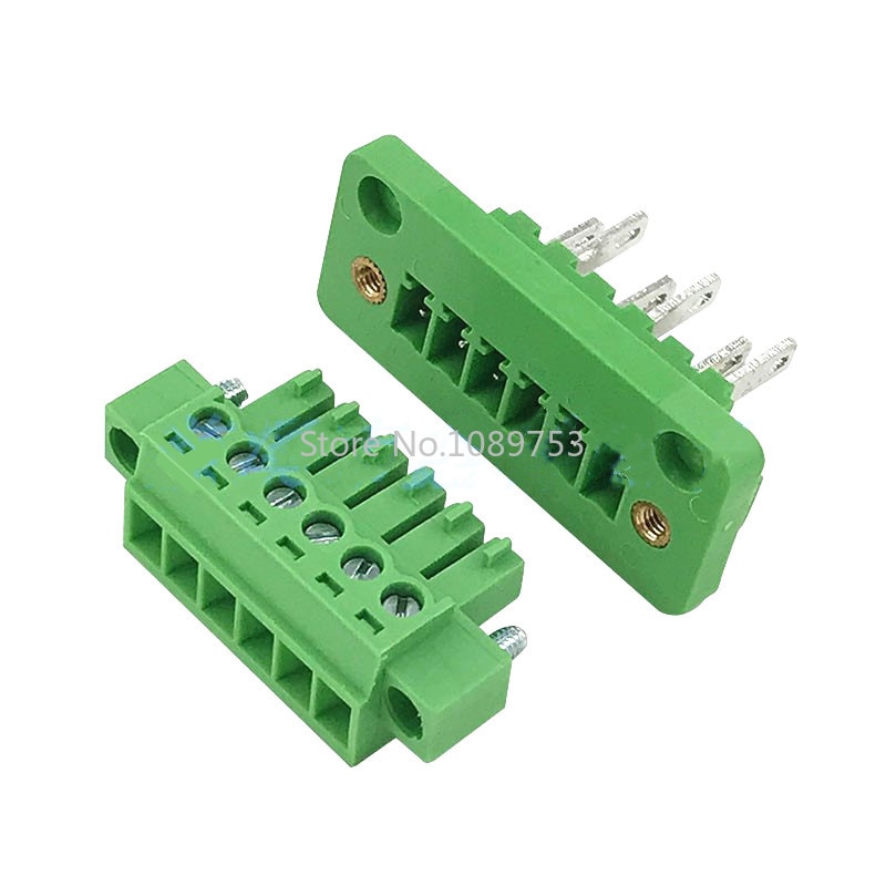 5Sets 3.81MM pitch Through wall plug in terminal blocks 15EDG 3.81 2/3/4/5/6/7/8pin Plug + Pin Header Socket set