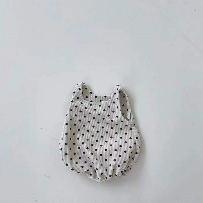 9479c roupas de bebê recém-nascido infantil polka-dot veludo sem mangas macacão primavera bebê menino colete macacão da criança uma peça: beige / 80 for 1y