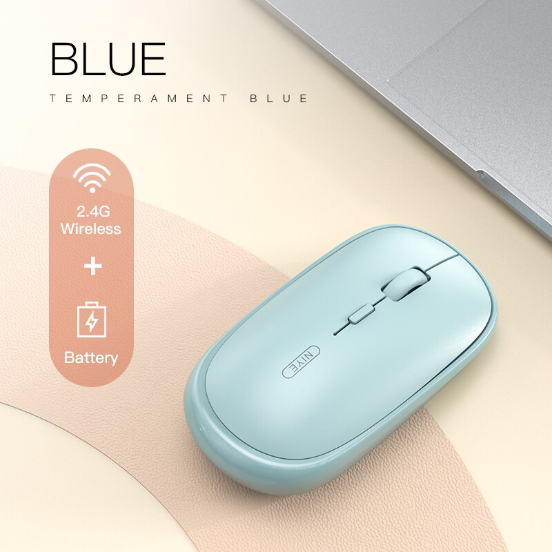 Wireless Mouse Rechargeable Mute silent pink 1600 DPI Mause portable office computer notebook Ergonomic mice for iphone Xiaomi: Blue Battery