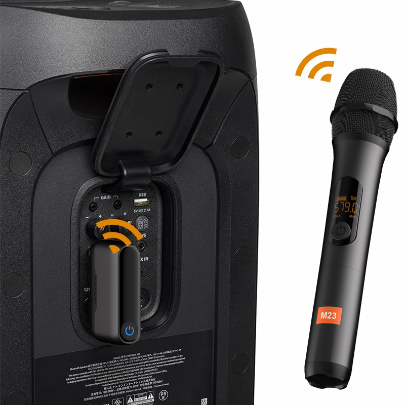 Microphone Wireless M23 UHF 2 Channel Karaoke System Built-in Lithium Battery Cordless Handheld Mic For Church Party Speaker