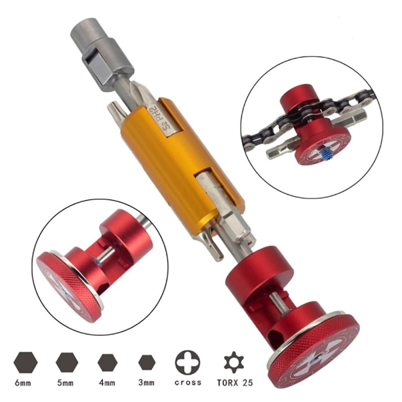 Bicycle Invisible Chain Cutter Repair Tool Set Multi Portable Kit Hexagon Screwdriver Crank T25 Wrench Chain Rivet Mountain
