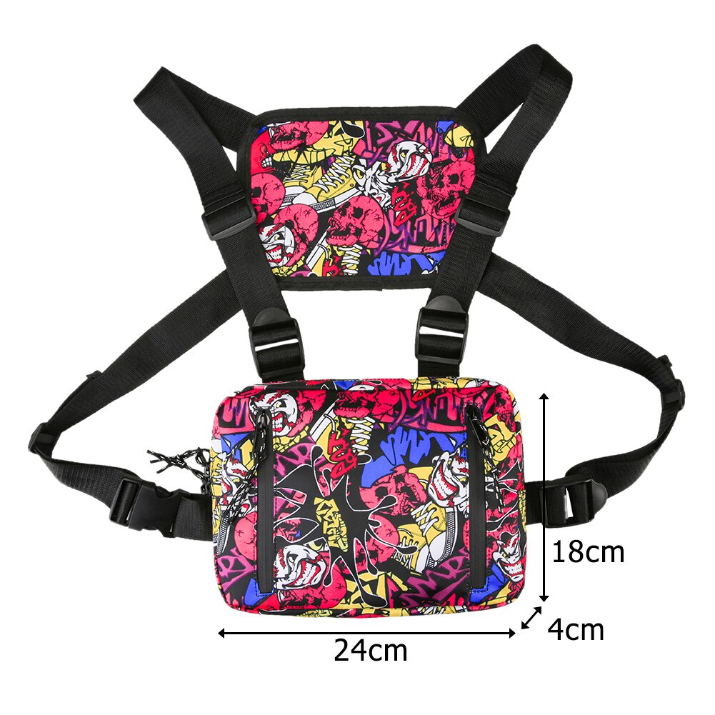 Estilo hip hop crossbody ombro saco de peito para homens mulher multi-função chique unisex oxford streetwear saco colete cintura packs