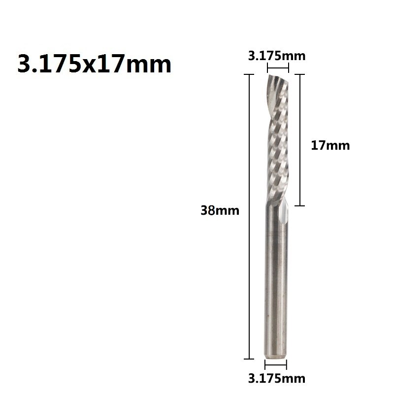 Fraise à cannelure unique CNC fraise en spirale fraise 3D 10 pièces fraise en carbure de tungstène 3.175mm fraise à queue: 10pcs 3.175mmX17mm