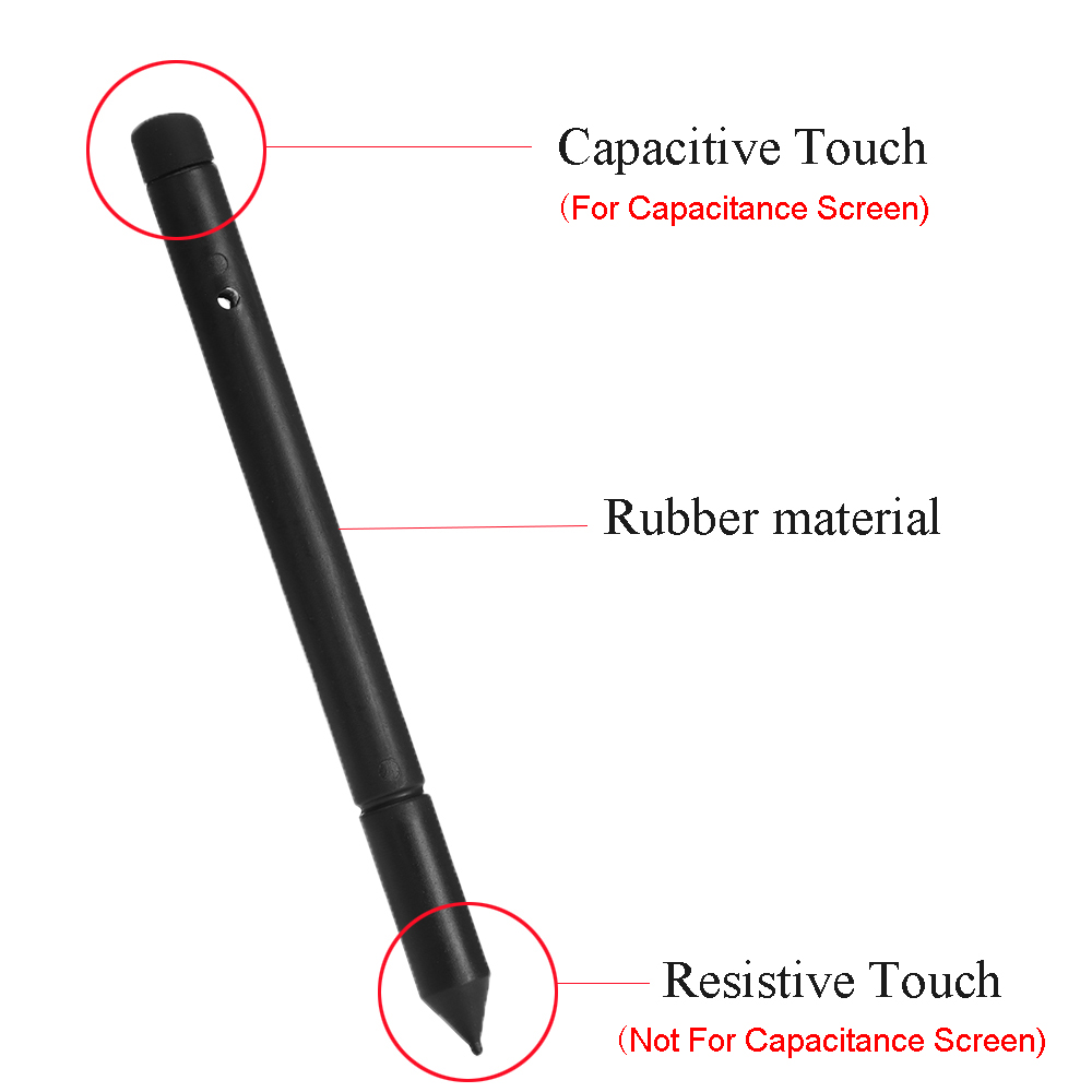 1Pc universel 2in1 noir caoutchouc résistif capacitif écran tactile stylet pour iPhone iPad tablette GPS accessoires de téléphone portable