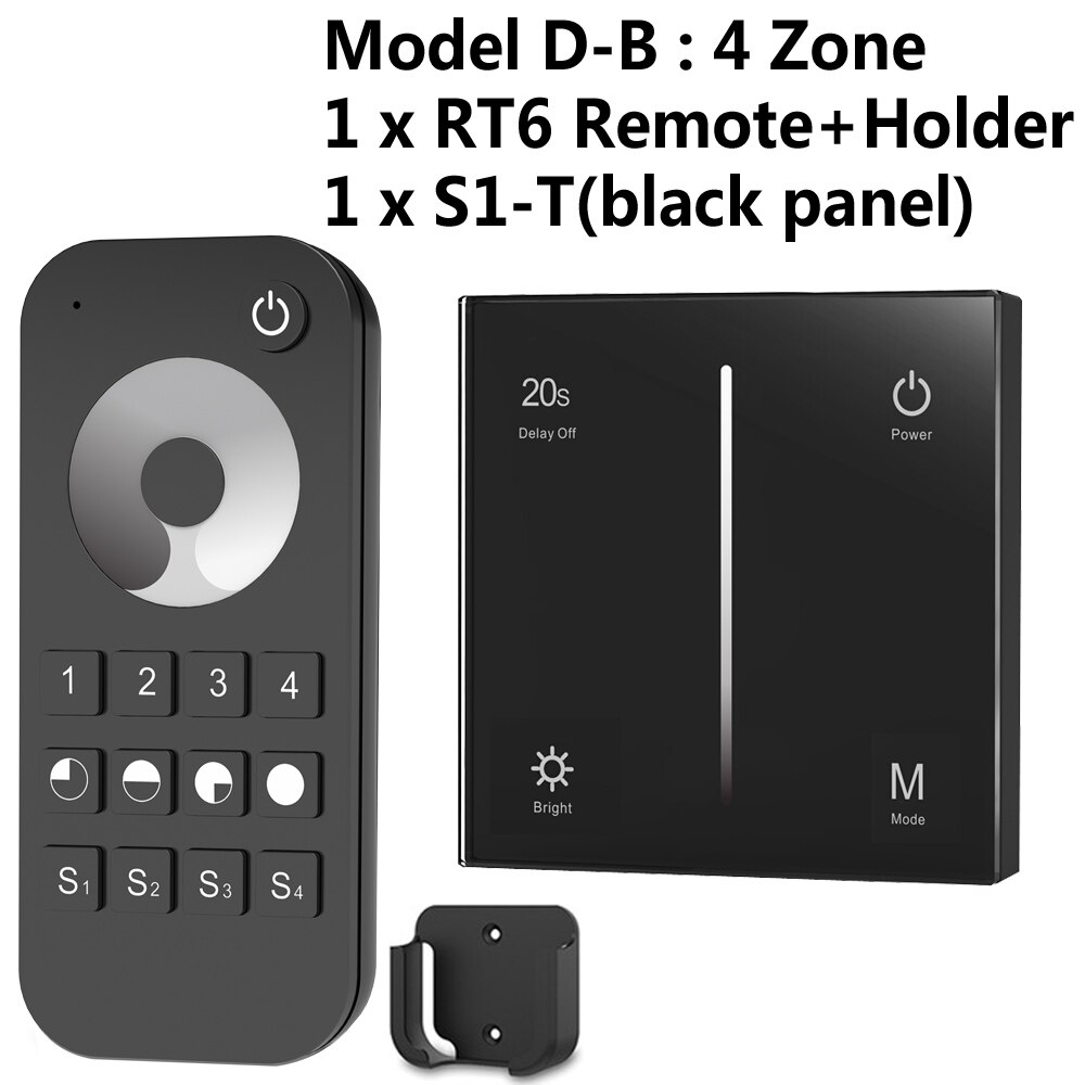 AC Triac LED Dimmer 220V 230V 110V Drahtlose RF Dimmbare Knopf Schalter Mit 2,4G Fernbedienung für Einzelne Farbe LED-lampe Lampen: Modell D Schwarz
