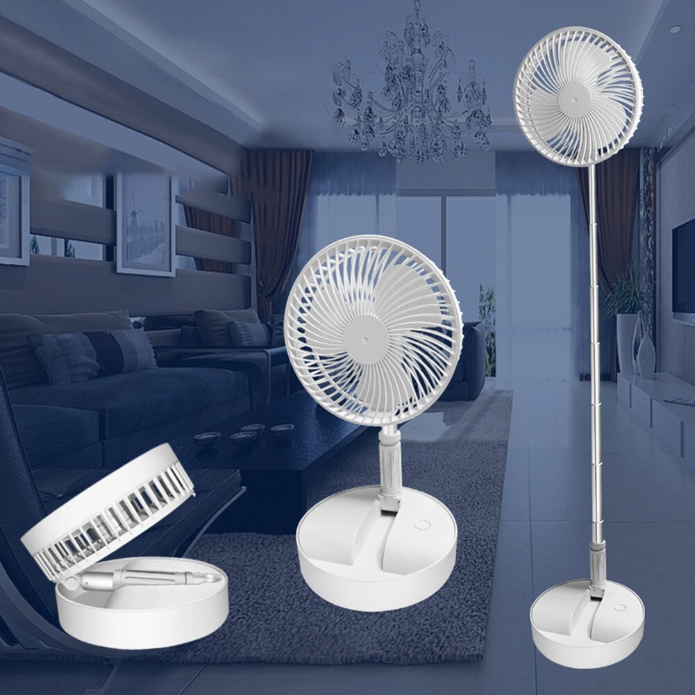 Mini Folding Telescopic Fan USB Rechargeable Student Portable Small Floor Fan Dormitory Bed Office Desktop Home Folding Fan