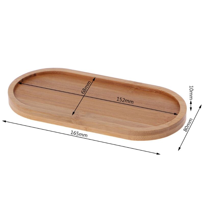 Oval Shape Bamboo Wood Saucer Plant Tray Mini Plant Flower Pot Stand Favor Succulent Pot Tray Simple Home Balcony