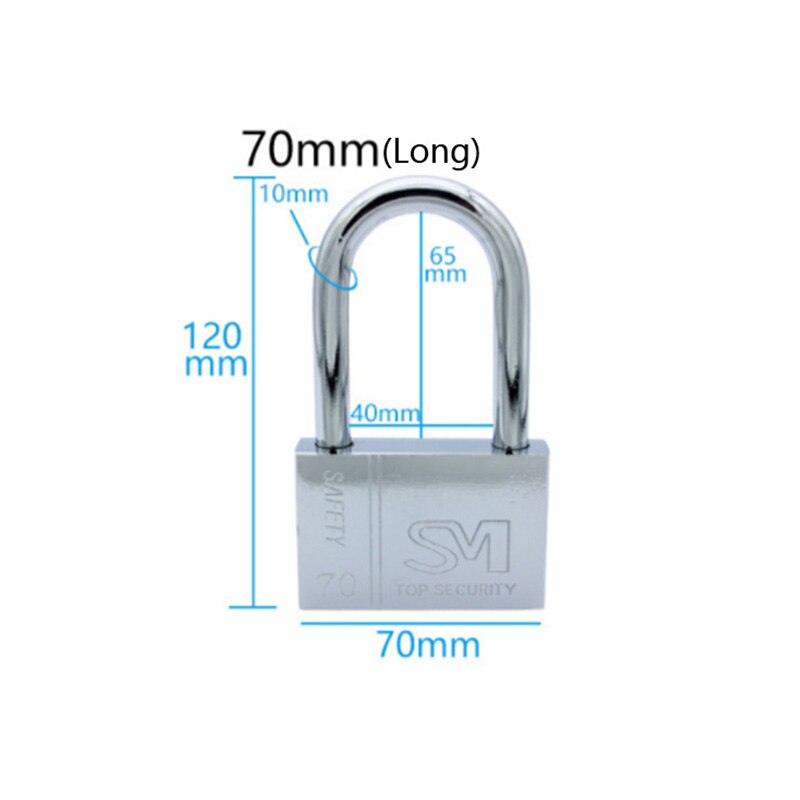 Rustfrit stål hængelås skab udendørs lås holdbar brug heavy duty høj sikkerhed solid lås dør gate box sikkerhed: Lang 70mm