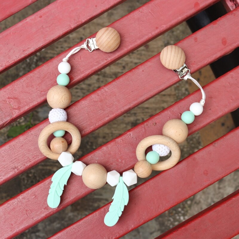 Pram Chain with Clips Nature Wooden Pram String Clips Mobile Pram Rattle Stroller Toys Neborn Toys