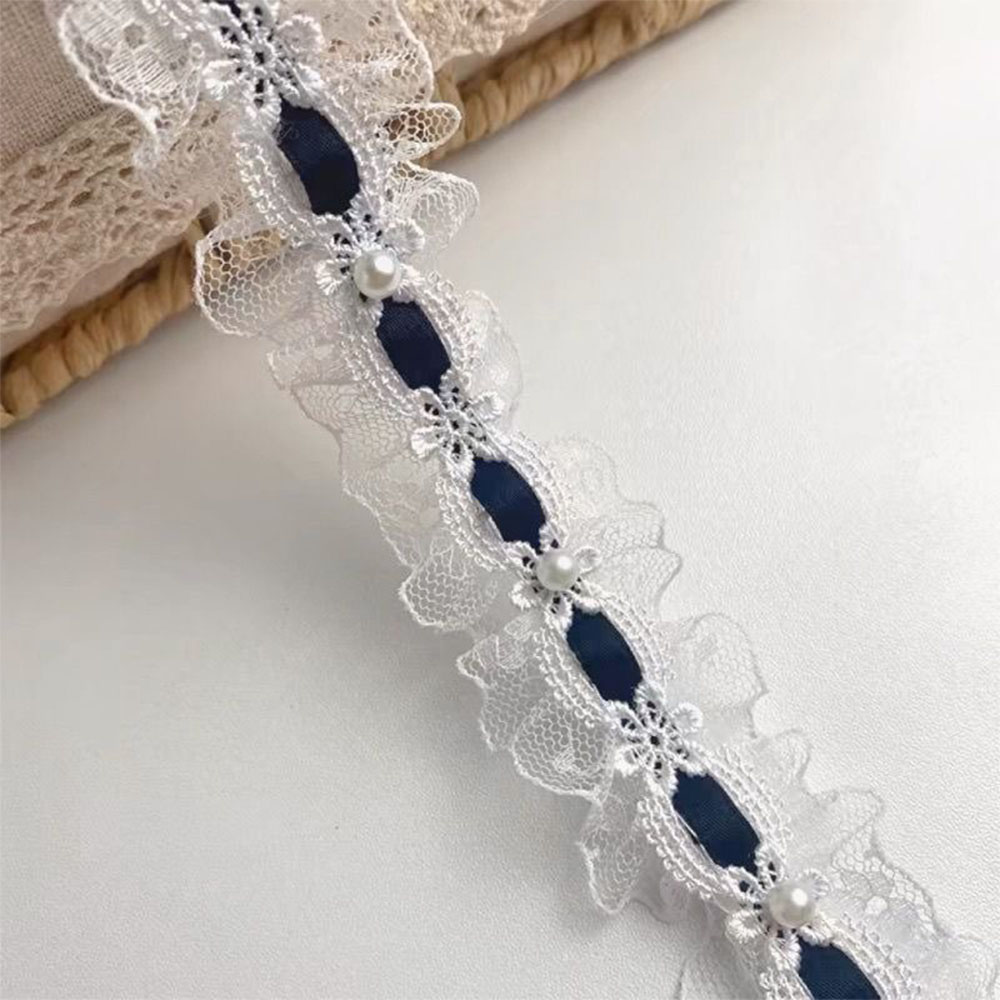 1 yarda de encaje de tul de Lolita, adornos con volantes, ribete de tela, cinta de satén, ropa para muñecas DIY, cortina, decoración de muebles, 3,5 cm de ancho: Negro