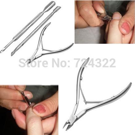 5 set Rvs Nail Tool Cuticle Nipper Lepel Cuticle Pusher Remover Cutter Clipper manicure schop