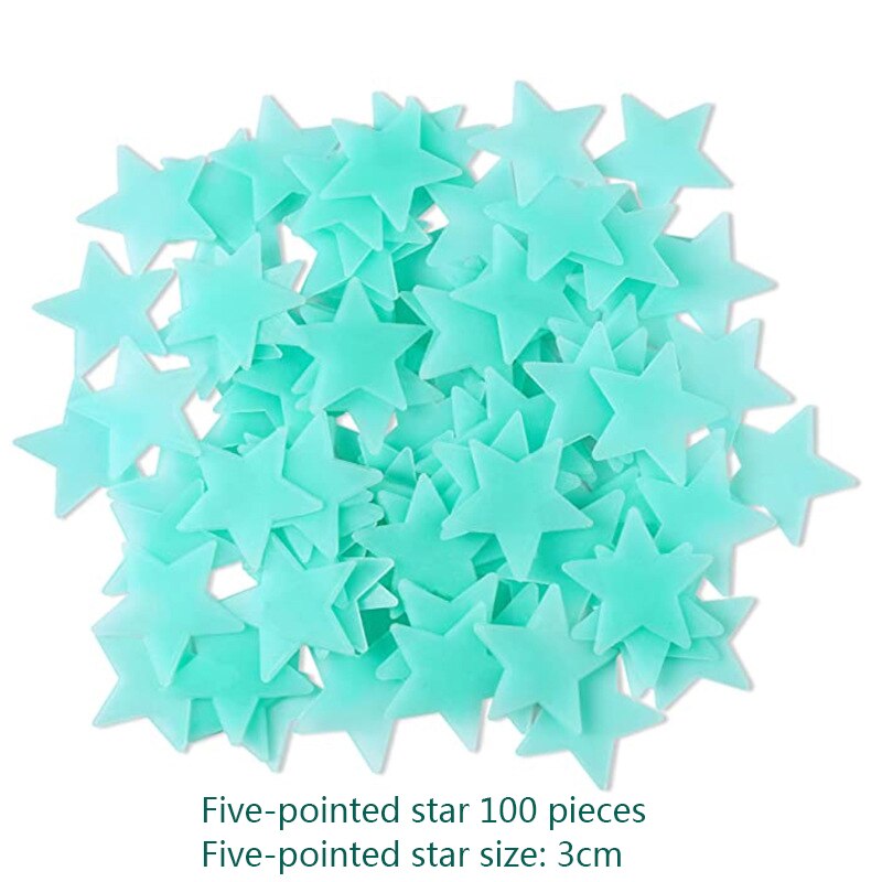 Autocollants muraux étoiles 3D phosphorescents, 100 pièces, lueur dans la nuit, autocollants muraux lumineux pour chambre d'enfants, bébé, chambre à coucher, plafond, décoration de la maison: 4