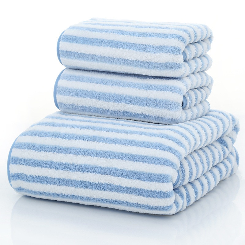 Super Absorbent Stripe Bath Towel Microfiber Soft Hand Face Hair Towel Cleaning Lint-Free Home Striped Shower Towels Bathroom
