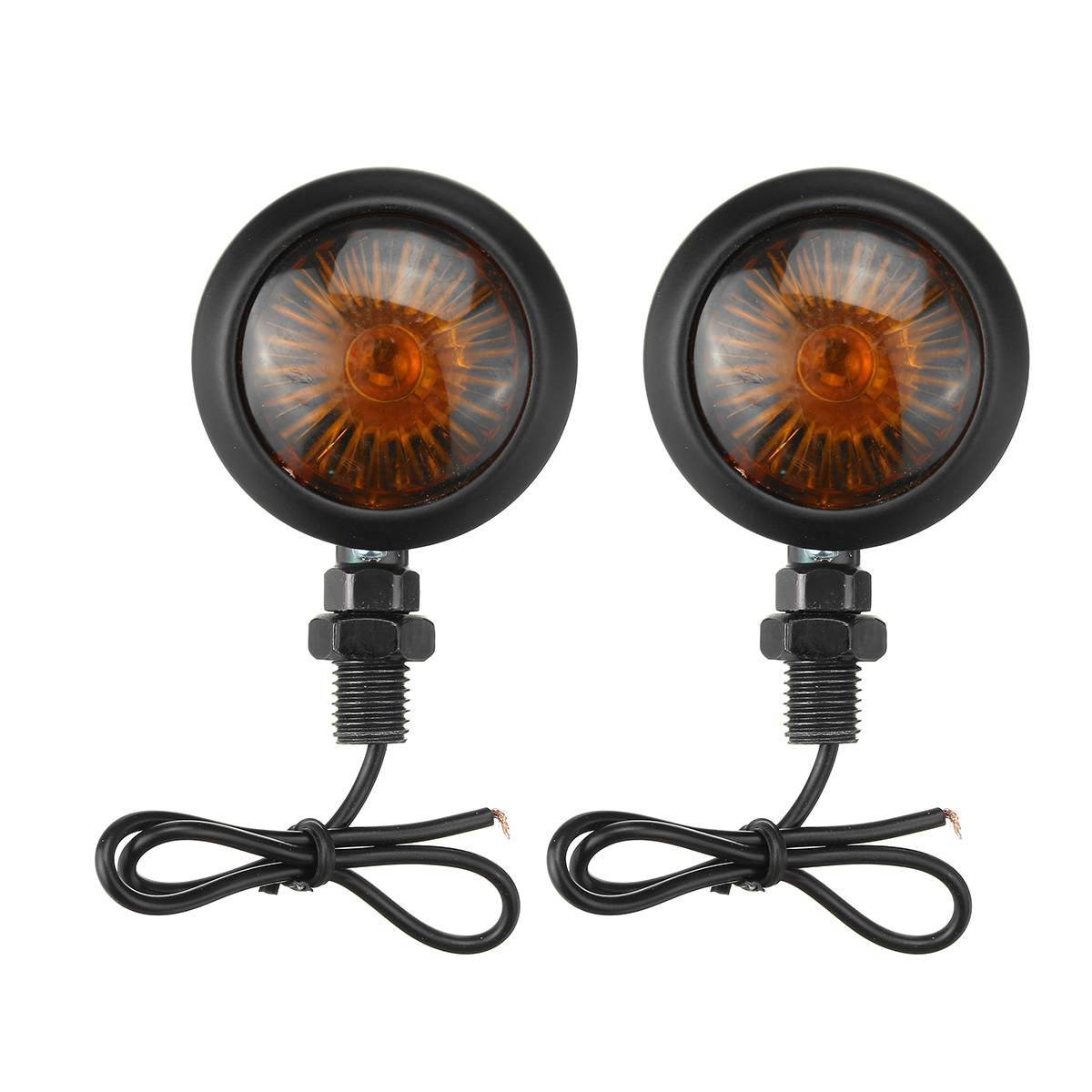2/4 PCS Motorcycle Turn Signals Indicator Universal 12V Retro Motorbike Signal Lights Metal Blinkers Black Chrome: 2pcs Black
