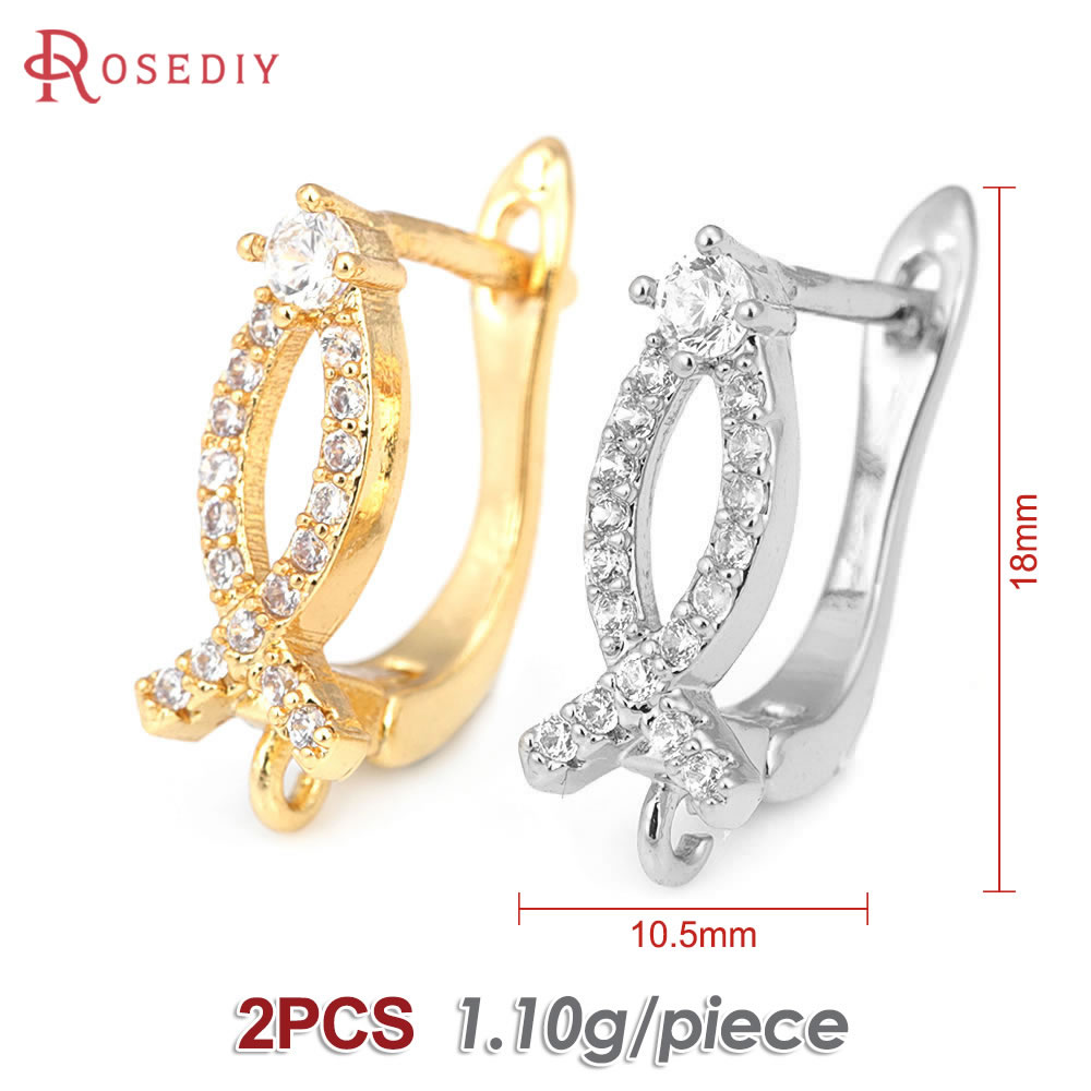Pasador de latón y circón de Color dorado de 18K para mujer, suministros de fabricación de joyas Diy, accesorios para pendientes