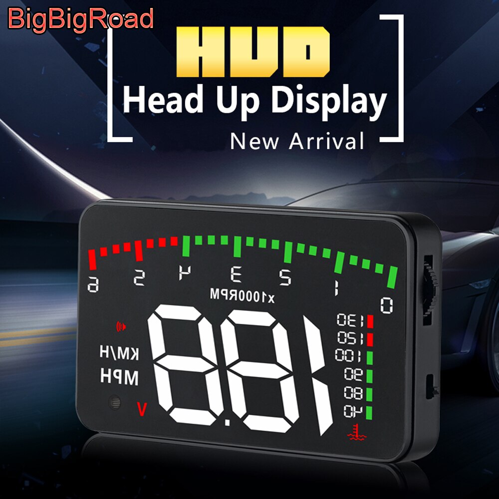 BigBigRoad Car Hud Display For Volkswagen Transporter T6 T-Cross Scirocco Phaeton EOS Taigun Windshield Projector Alarm System