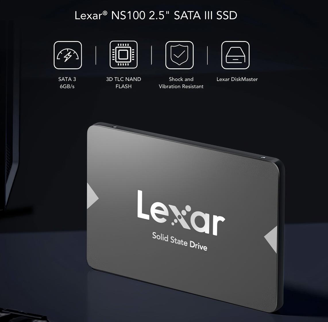 Lexar NS100 SATA III SSD Internal Solid State Disk Hard Drive Read up to 520MB/s 2.5 Inche 128GB 256GB 512GB 1TB 2TB for PC