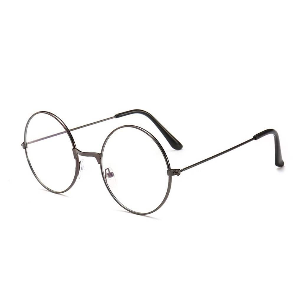 Retro Round Frame Anti-blue Radiation Glasses Ultralight Men Women Blue Light Blocking Glasses Eyewear Students: Ordinary lens gray
