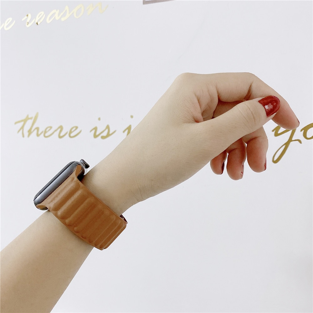 För apple watch se serie 6 band 40mm 44mm armband läderarmband för iwatch 5/4/3/2/1 38mm 42mm klocka armband tillbehör