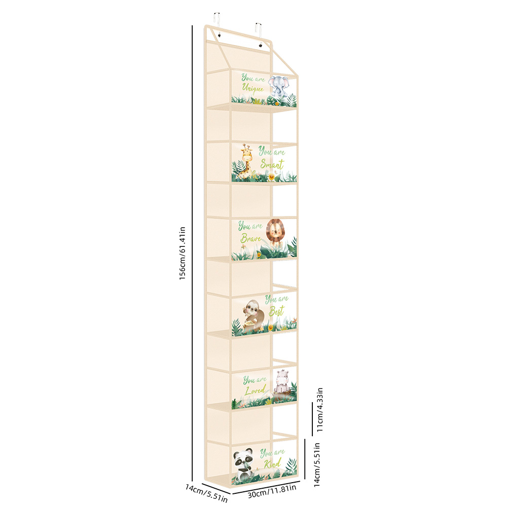 1pc 4/6 couches sur la porte organisateur suspendu cosmétiques tenture murale rangement organisateur pour pépinière salle de bain placard chambre dortoir: vert clair