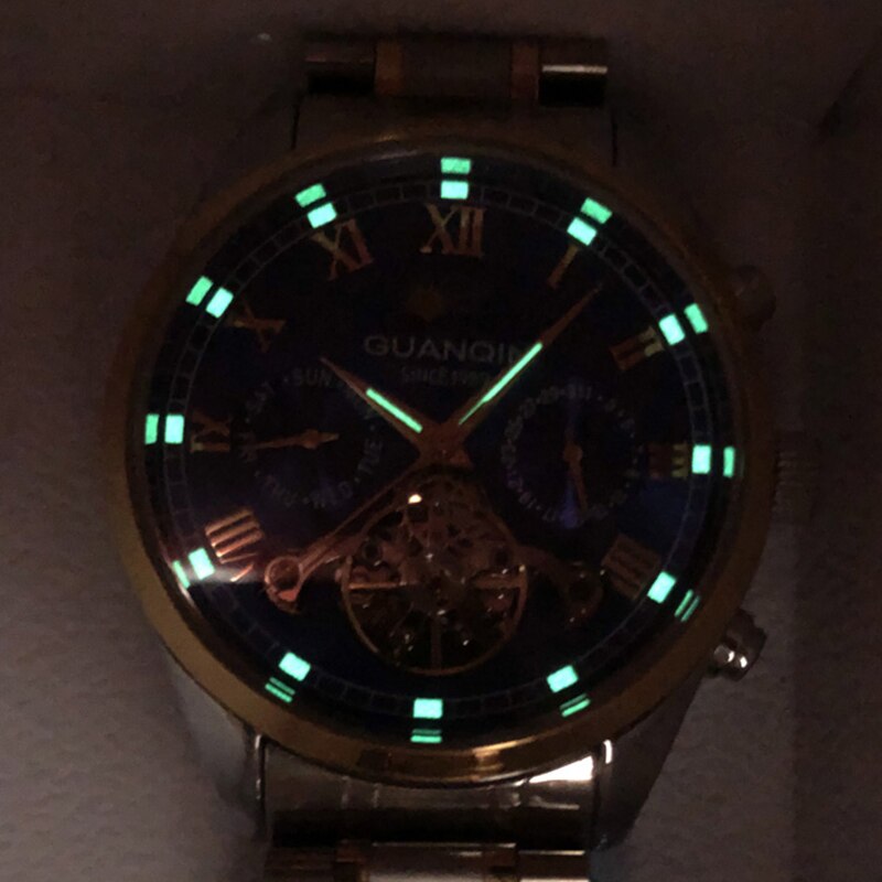 GUANQIN-Reloj de GJ16149-Men, Tourbillon automático, mecánico, resistente al agua 30M, con caja de acero inoxidable luminosa