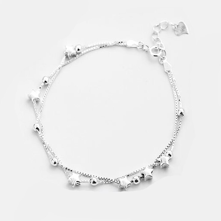 Novo designer 925 prata esterlina simples borla estrelas pulseiras & pulseiras moda pulseira para mulher esterlina-prata-jóias