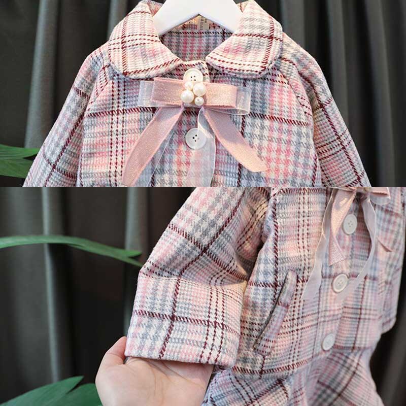 Hoogte 80-120cm herfstmeisje temperament koreaanse wollen jas modieuze kinderkleding trend