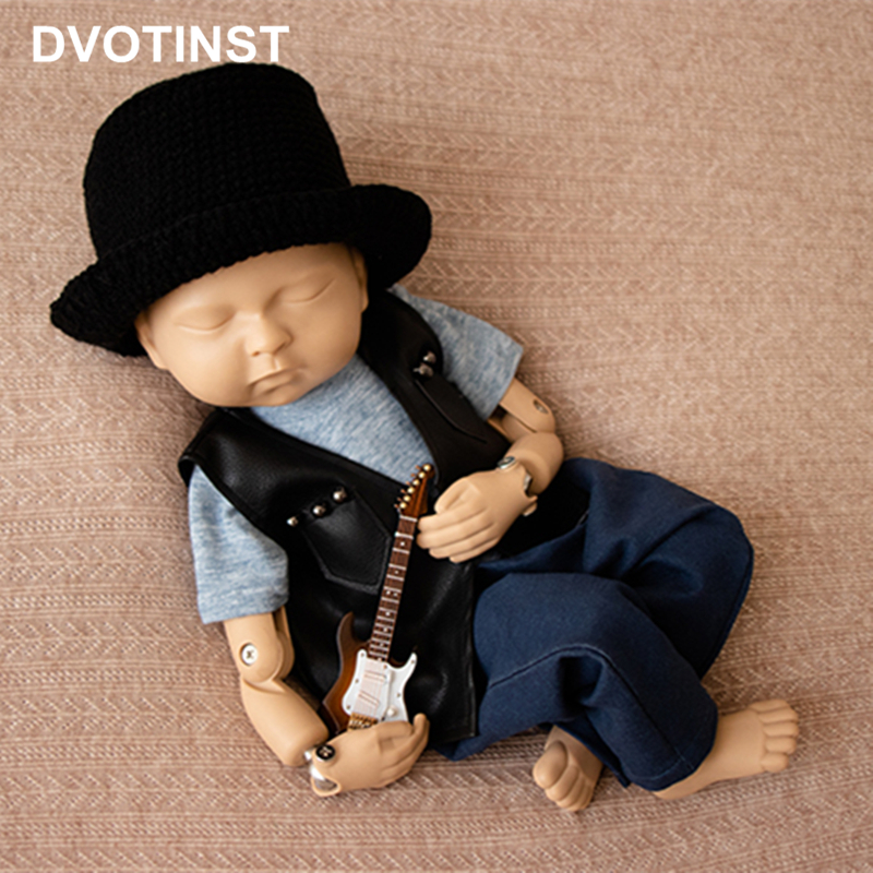 Dvotinst-Accesorios de fotografía para recién nacidos, trajes de caballero para bebés, conjunto de ropa de vaquero, accesorios de fotografía, utilería para sesión de fotos en estudio