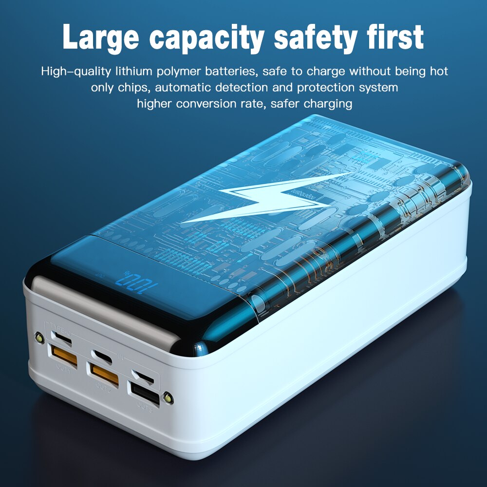 Power Bank 50000mAh 18W PD QC3.0 Quick Charge Poverbank External Battery Portable Powerbank 50000mAh for iPhone 12 Pro 11 Xiaomi