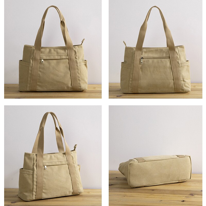 A4 Lege Vrouwelijke Schouder Canvas Tas Grote Vrouwen Canvas Tote Bag Met Rits China Mode Grote Stof Doek Tassen voor Vrouwen