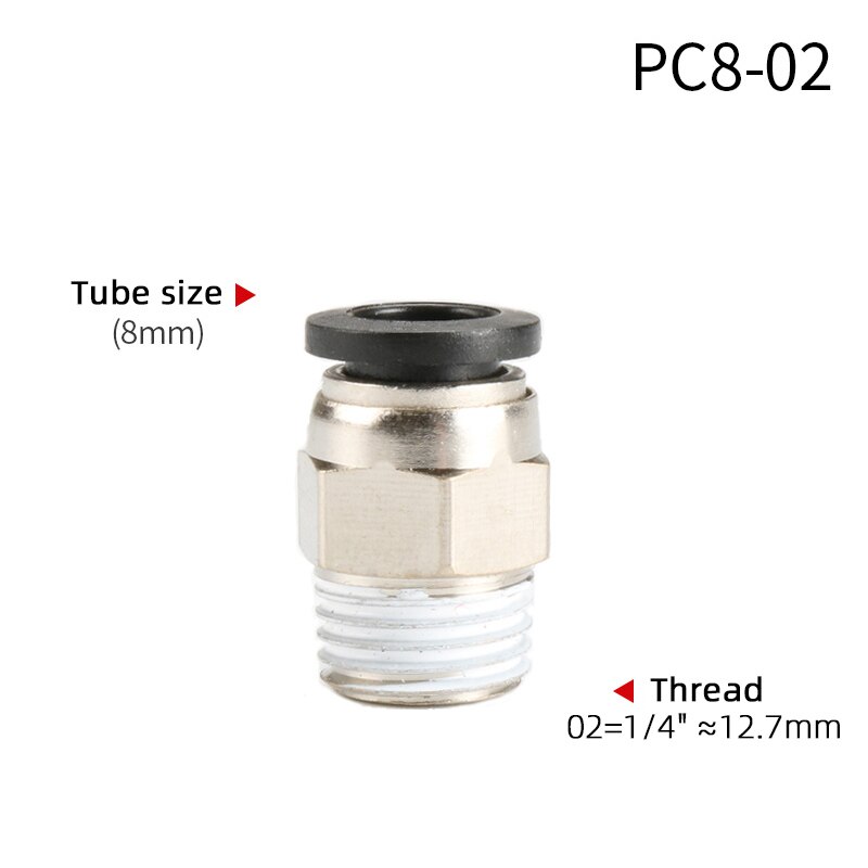 1PCS Pneumatic Quick Connector PC 4MM-12mm Hose Tube Air Fitting 1/4" 1/8" 3/8" 1/2"BSPT Male Thread Pipe Coupler: PC8-02