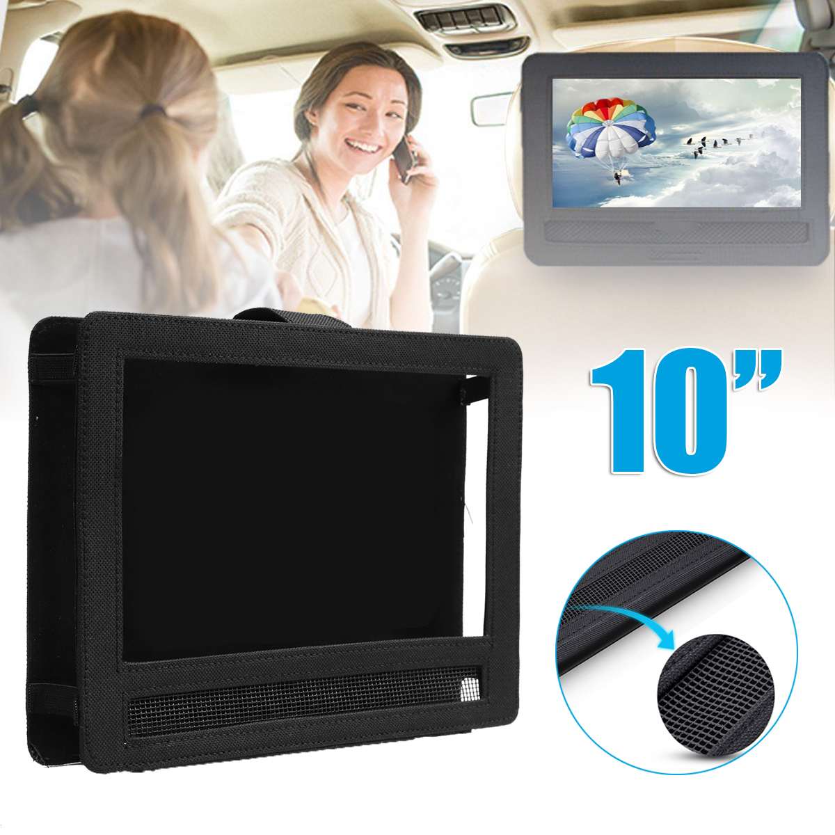 10 zoll Oxford Stoff Auto Kopfstütze Halterung Sitz Gurt fallen Tragbare DVD Spieler Schutzhülle Für ipad Tablette Hängen tasche