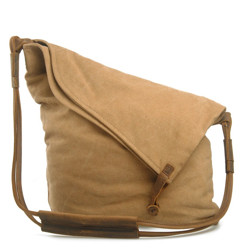 Sumdream 6631 Vrouwelijke Canvas Lederen Vintage Schoudertas Crossbody Tassen Kleine Emmer Handtassen Vrouwen Messenger Bags: Khaki