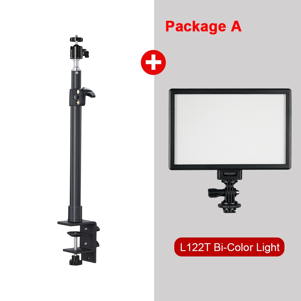 Desktop C-clamp Light Stand with 360 Rotatable Ball Head 1/4 inch Screw, Adjustable Aluminum Holder for Ring Light Camera Video: black