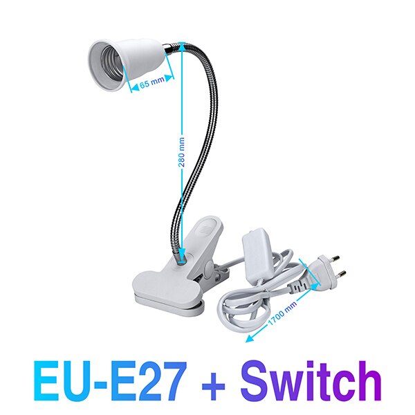 E27 flexibele lampvoeten, licht  ac85-265v verlengstukken, converter, aan/uit schakelaar, controle-led, lampadapter, houder, schroeffitting, eu/us-stekker: E27- jz-wg-s-eu