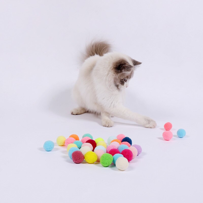 Cute Funny Cat Toys Stretch Plush Ball 0.98in Cat Toy Ball Colorful Interactive Cat Chew Toy Pet Supplies
