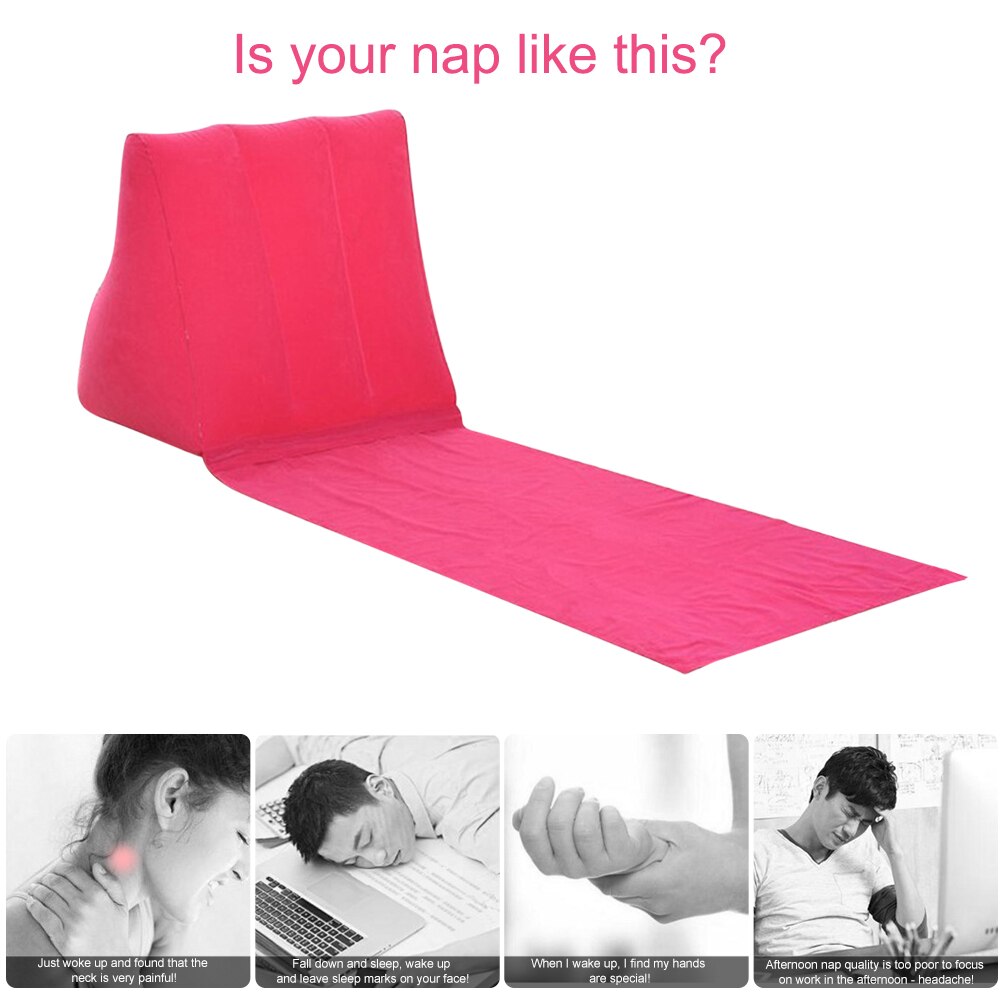 PVC Inflatable Beach Mat Camping Lounger​ Waterproof Back Pillow Triangle Cushion Chair Seat Air Bed OutdoorTravel Accessories