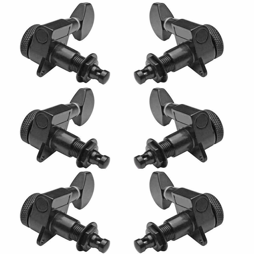 6PCS Acoustic Guitar Machine Head Metal Acoustic Guitar String Semiclosed Tuners Guitar Tuning Peg Machine Heads Tuners#0212g10: Black