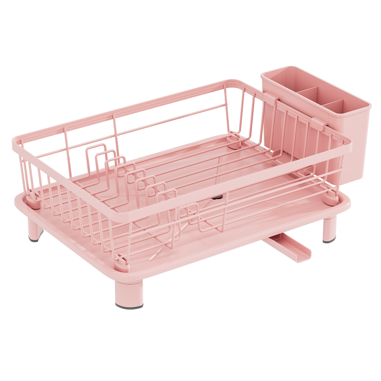 Pink Dish Drying Rack - Space-Saving Dish Rack,Dish Racks for Kitchen Counter with Drainboard, Rustproof Dish Drainer