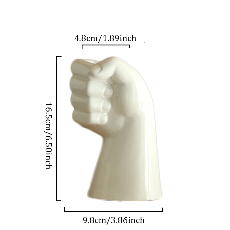 Hands-shaped Ceramic Vase White Fist Flower Arrangement Container Desktop Potted Decoration Home Decoration Accessories: B