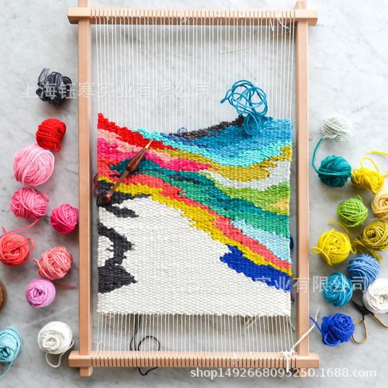 Factory price wood tapestry weaving machine Hand-made looms DIY square frame knitting machine with Smooth surface Beechwooden