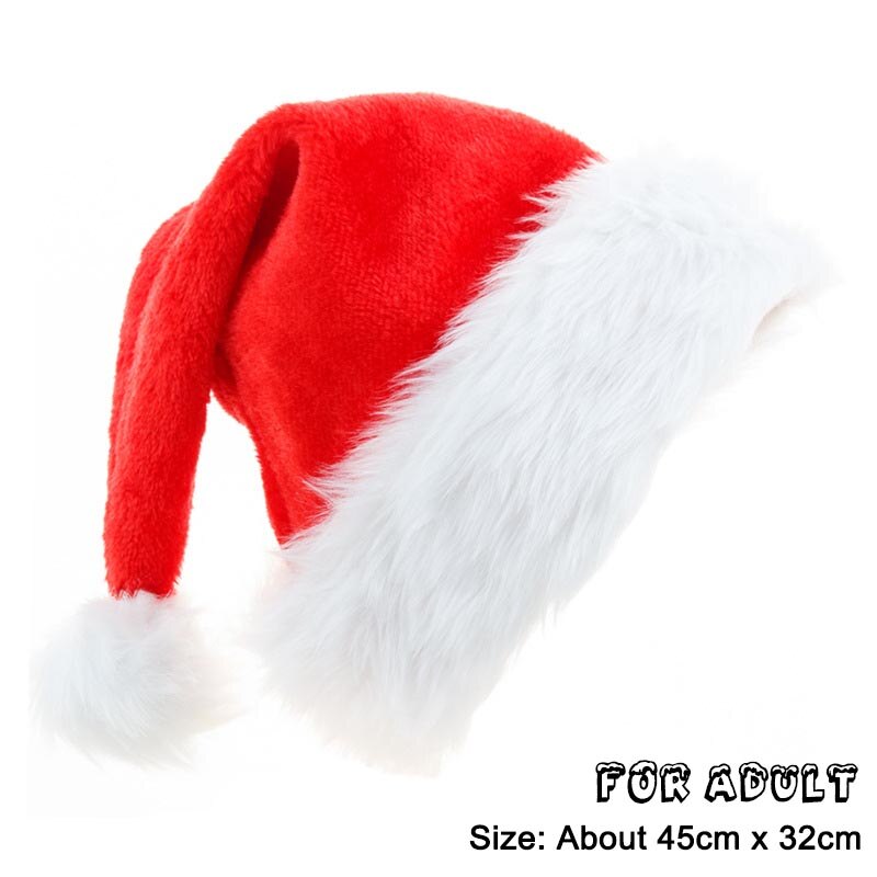 Pluche Kerst Hoeden Voor Volwassen Kinderen Rode Kerstman Xmas Hat Cap Vrolijk Kerstfeest Navidad Levert Jaar Decoratie: Thick for Adult