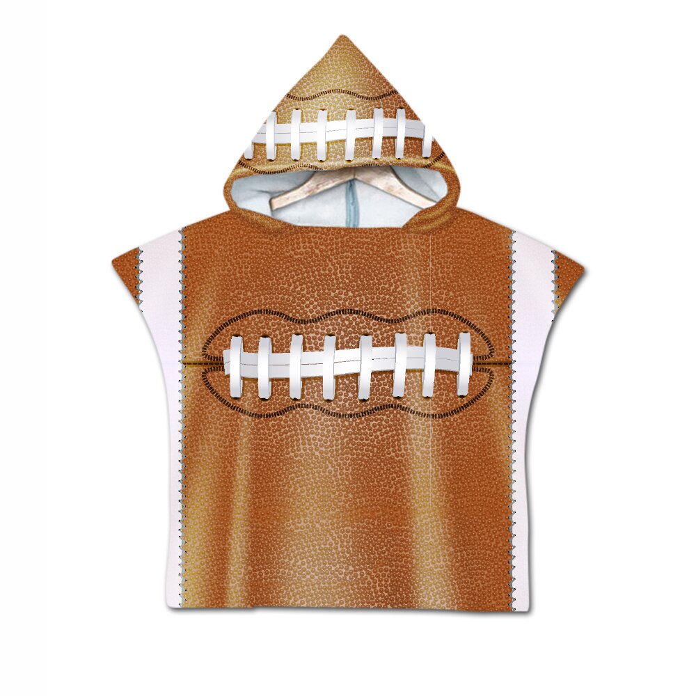 Novelty Sport American Football Rugby Baby Kids Kinderen Hooded Handdoek Zwembad Zwemmen Bad Strand Poncho Handdoek Cape