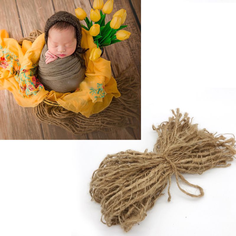 Newborn Photography Prop Chunky Burlap Layer Net Hessian Jute Backdrop Blanket