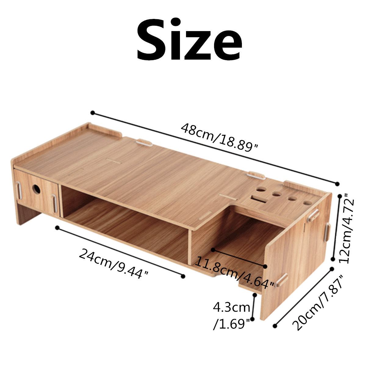 Wooden Multi-function Desktop Monitor Stand Computer Screen Riser Shelf Plinth Strong Laptop Stand Desk Holder For Notebook TV