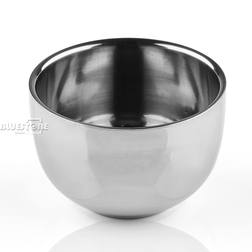 Stainless Steel Shaving Brush Bowl Mug for shave Soap Silver Men's Wet Shave