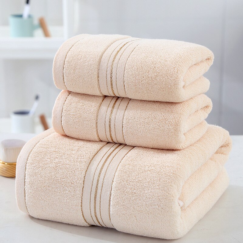 100% Katoen Bad Gezicht Handdoek Set Solid Soft Cotton Unisex Wateropname Handdoek Volwassen Kid 1 Bad 2 Gezicht Bathroomtravel sport Tow: Khchi 3pcs Towel Set