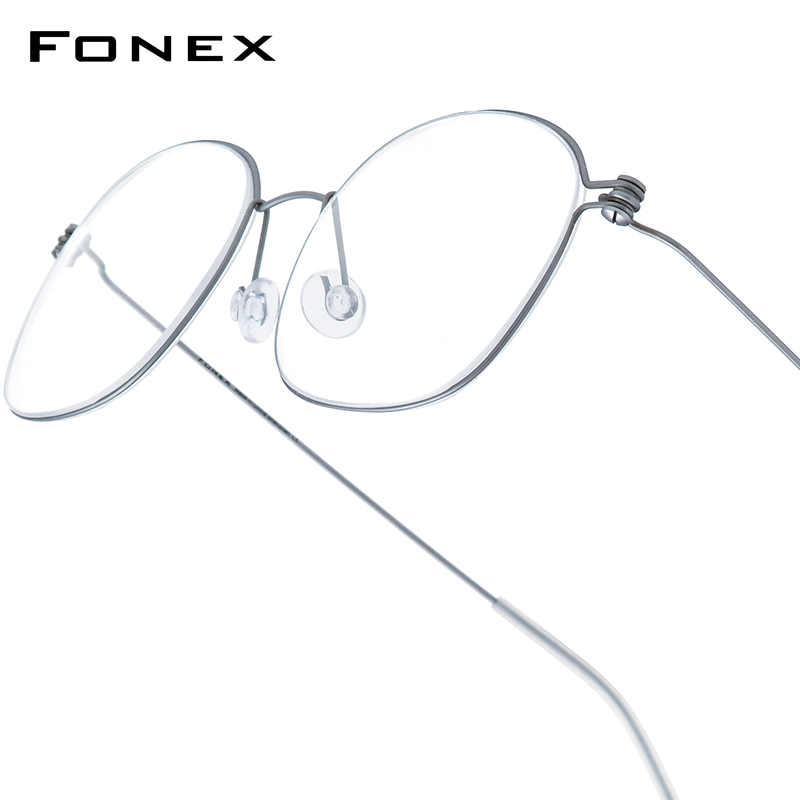 FONEX-Monture de lunettes en titane B pour hommes et femmes, de , montures rondes, poids ultraléger, Morten, lunettes coréennes sans vis: Jaune vif