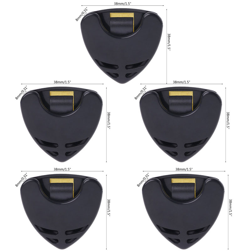 Soporte para púas de guitarra, estuche de plástico para púas, mediador, almacenamiento rápido, forma triangular autoadhesiva, 1/5/10 Uds.: Amarillo