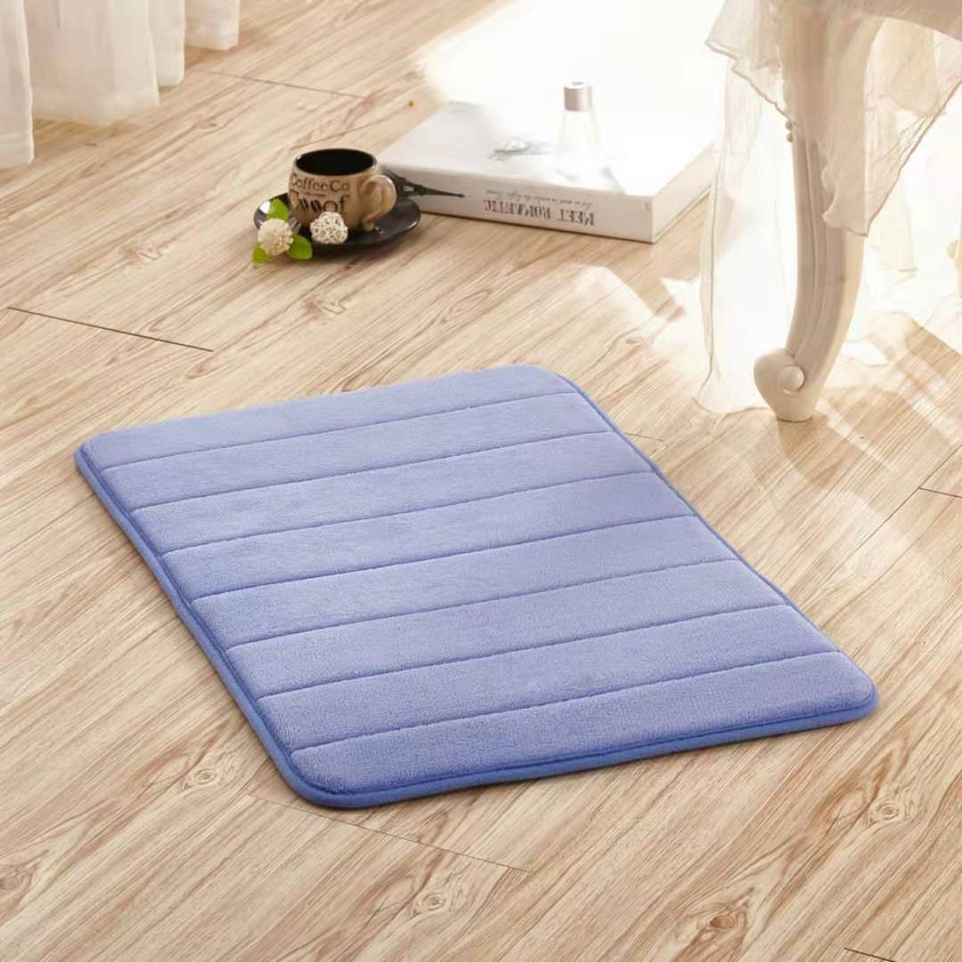 Home Bath Mat Coral Fleece Bathroom Carpet Water Absorption Non-slip Memory Foam Absorbent Washable Rug Toilet Floor Mat: Navy